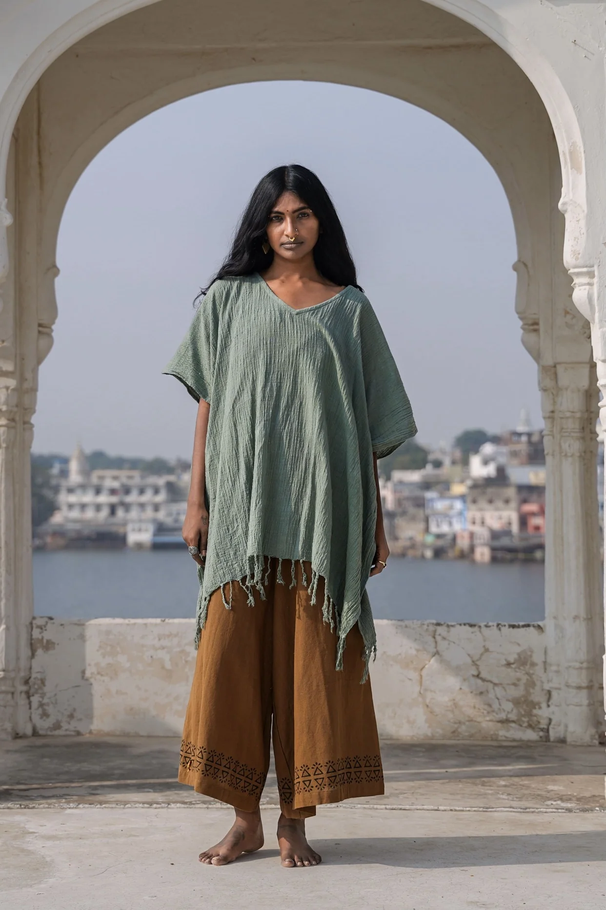 Desert Breeze poncho Jadegroen - Afbeelding 3
