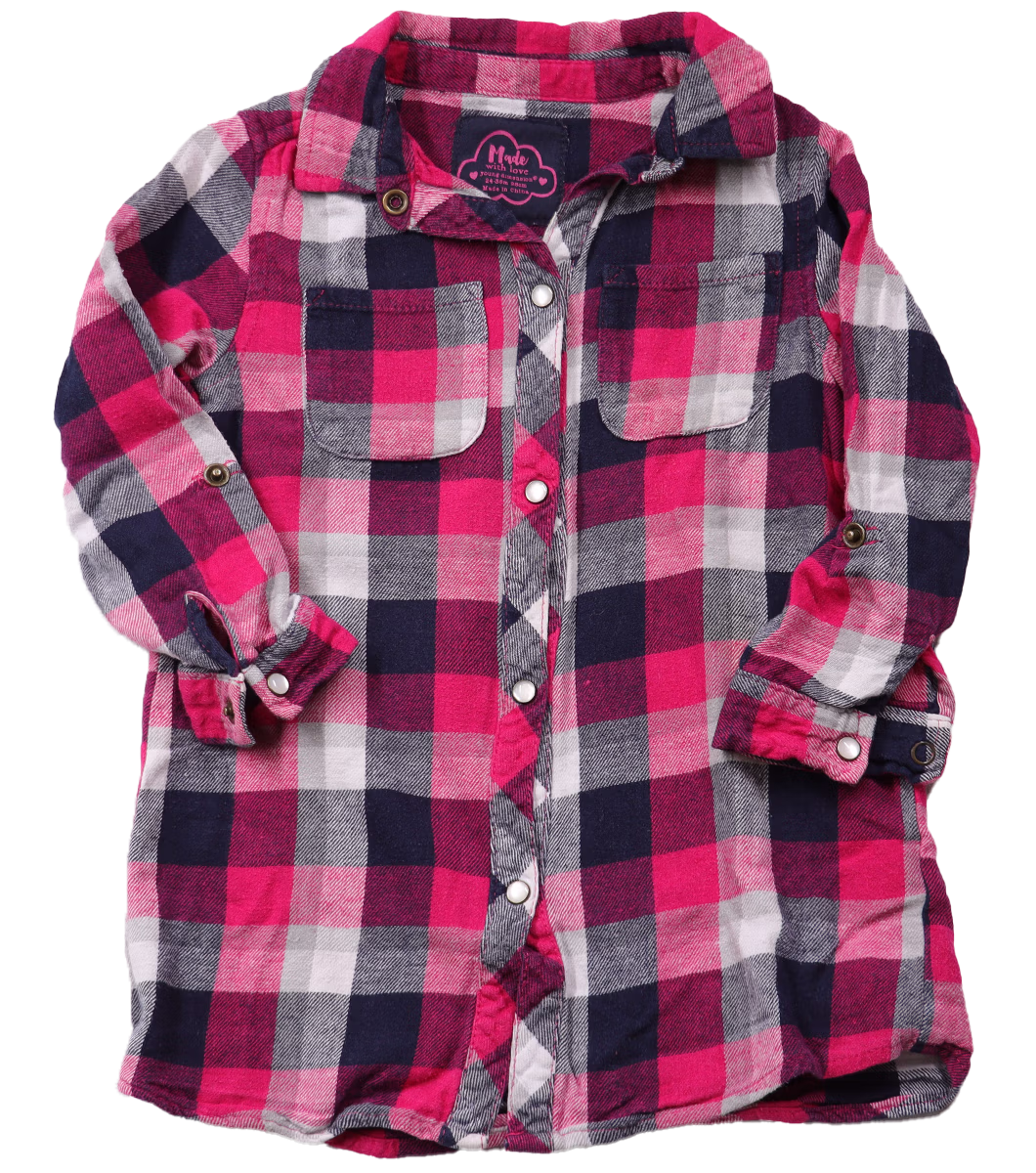 Roze geblokte blouse - Afbeelding 2