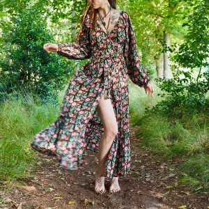 Devi Jurk Zwart / flower